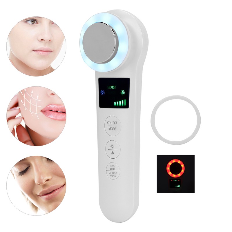 Hot Cold Face Massager Handheld Facial Vibration Massager Red Blue