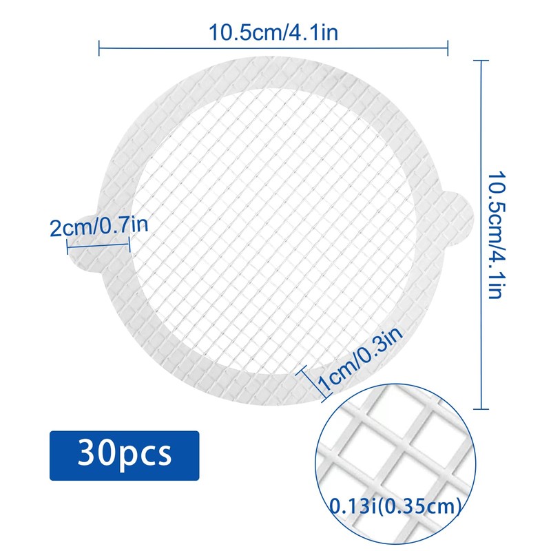 Disposable Shower Drain Hair Catcher Mesh Stickers, 30 Pack, Round