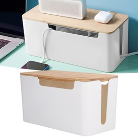 Cable Box Small Cable Management Box with A Wooden Lid for Cord Hider TV Wires Routers Computers Wires Home and Office