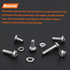 HELIFOUNER 380 Pieces M4 x 5mm /6mm /8mm /10mm /12mm /16mm /20mm, Phillips Pan Head Machine Screws, Metric Screws Bolts Washers Nuts Kit, 304 Stainless Steel