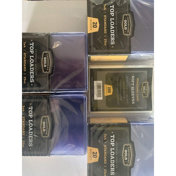 Cardboard Gold Bundle :100 Each 3x4 Toploaders 20 pt and