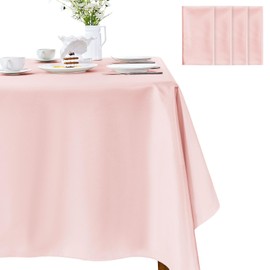 4 Pack Satin Tablecloth 58x102 Inches Rectangle - Soft Wrinkle Resistant Fabric for Wedding, Banquet, Party Decoration - Easy Care Machine Washable, Pink