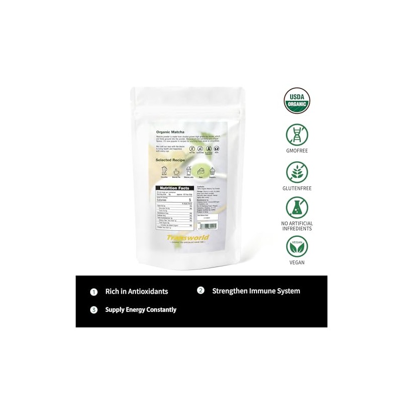Organic Ceremonial Grade Matcha Green Tea Powder - 100% Pure