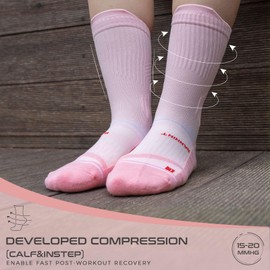 Rahhint Coolmax Compression Running Socks for Women 3 Pairs Cushion Crew Athletic Socks Moisture Wicking Anti-Blister Socks