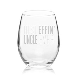 Stemless Wine Glass Best Effin' Uncle Ever (Clear, Glass)