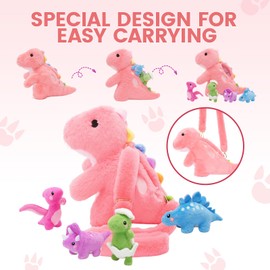 OUOZZZ Dinosaur Cuddly Toy, Cute Dinosaur Plush Toy with 4 Babies in the Belly - Decorative Party Gifts for Children