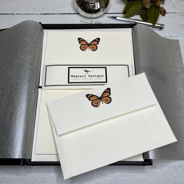 Wagtail Designs Writing Paper Gift Set with Butterfly (Orange) Design