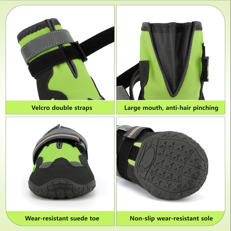 Dog Shoes, FISHOAKY Dog Shoes for Large Dogs, 360°Anti Slip