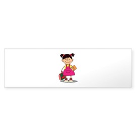 CafePress School Girl Student Bag Books Bumper Sticker Sticker (Bumper 50 pk)
