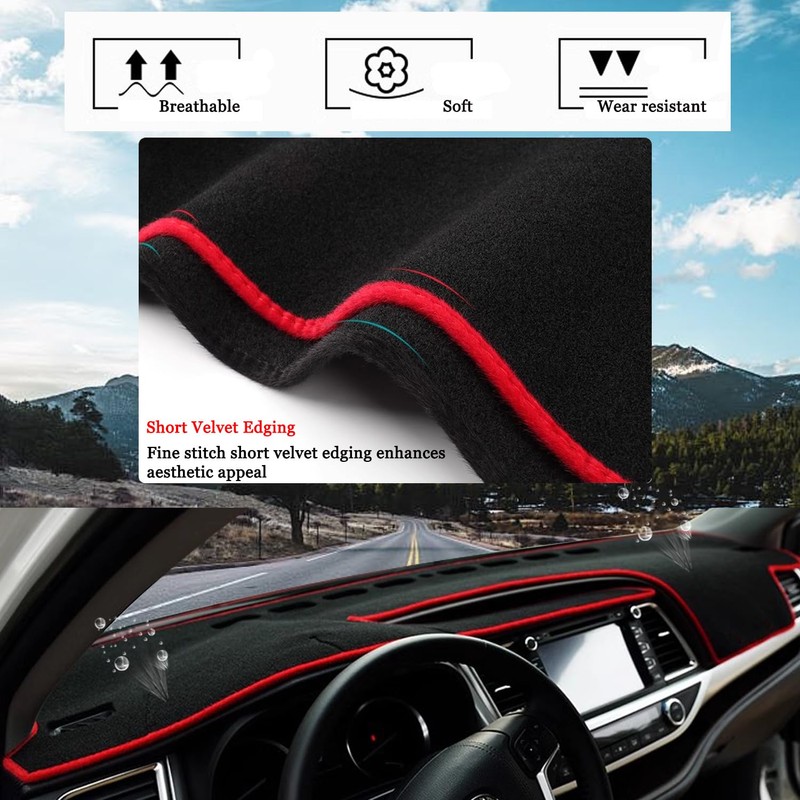 Blazeray Car Dashboard Cover Custom Compatible with Toyota Highlander 2014