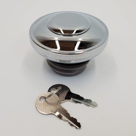 Chrome LEFT THREAD Locking Gas Cap for 1996-2020 Harley Softail, Dyna, Road Glide, Street Glide, Electra Glide, Road King, Sportster Models - Non-Vented w/2 Keys - Chopper Bobber Anti-Theft