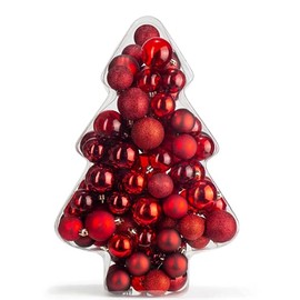 Holiday Lane Christmas Cheer Set of 100 Red Glitter Shatterproof Box Ornaments