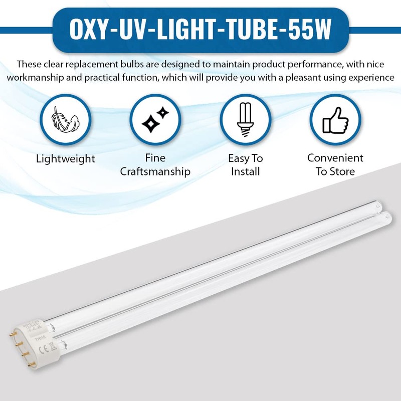 OXYFUL 55W UV Ultraviolet 4 Pin Base Replacement Light Clarifier