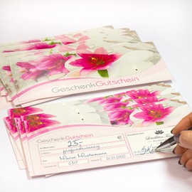 tatmotive Gift Vouchers Wellness & Cosmetics (50 Pieces with Envelopes) for Stamping, for Massage & Beauty Voucher Cards