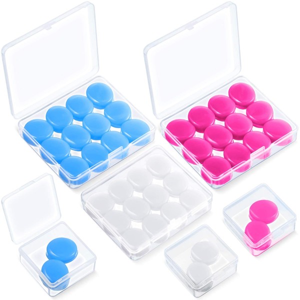 21 Pairs Ear Plugs for Sleeping Soft Reusable Moldable Silicone Earplugs Noise Cancelling Earplugs Sound Blocking Ear Plugs with Case for Swimming, Concert Airplane 32dB NRR (White, Blue, Rose Red)