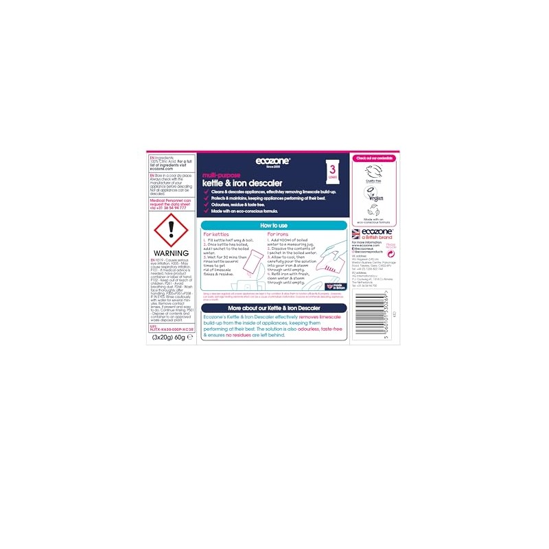 Ecozone Kettle & Iron Descaler - Effective Limescale Removal