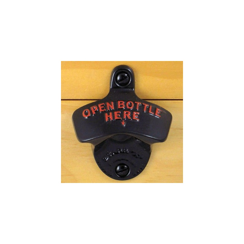 Black Open Bottle Here STARR "X" Wall Mounted Bottle Opener