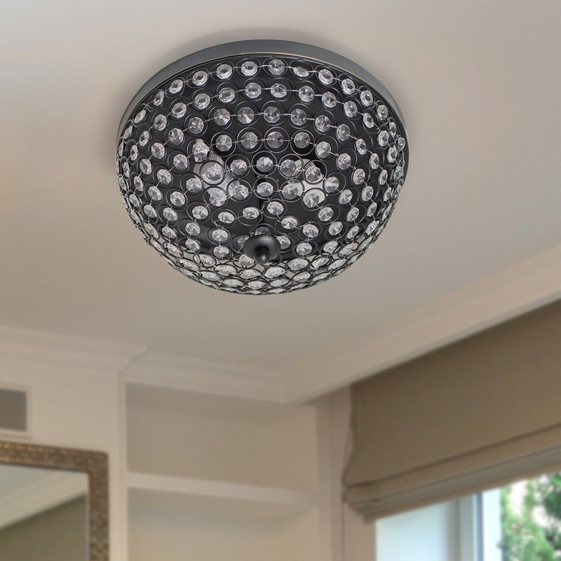 Elegant Designs FM1000-RBZ 2 LightElipse Crystal Flush Mount Ceiling Light,