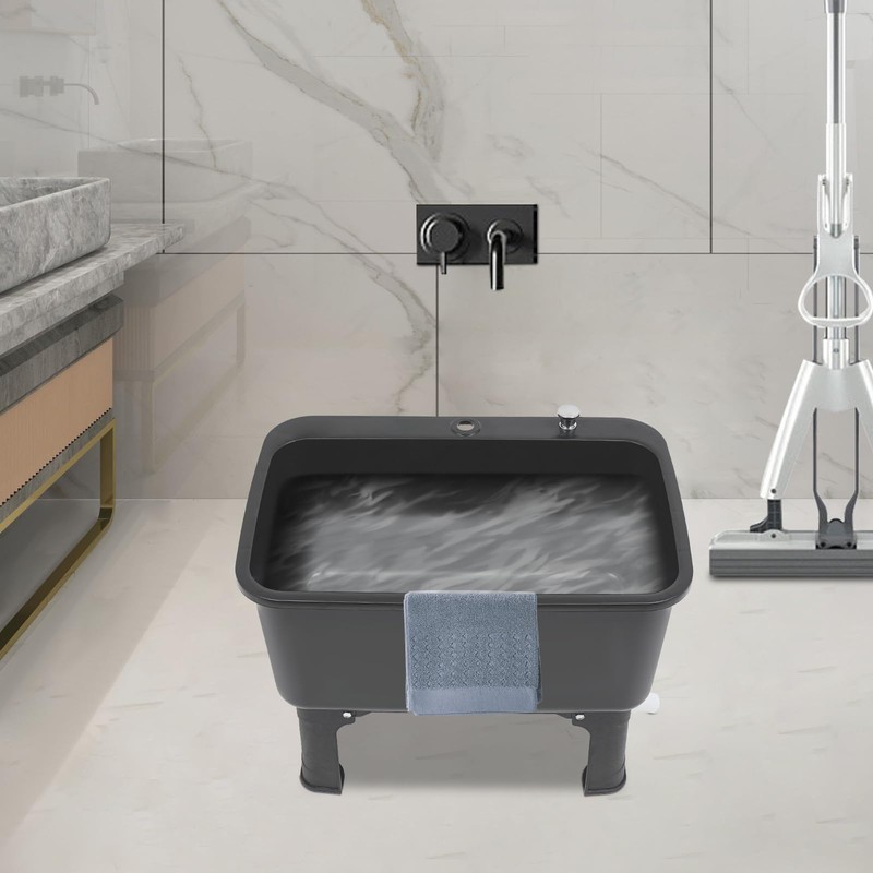 Freestanding Floor Commercial Mop Sink with Retractable Drainage Hose,One-touch Drain