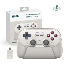 8BitDo Pro 3 Bluetooth Controller for Switch/Switch2,Windows,Apple,SteamOS,Android, TMR Joysticks, Swappable ABXY Buttons, programming Pro Back Buttons, Charging Dock, Hall Effect Triggers - G Classic