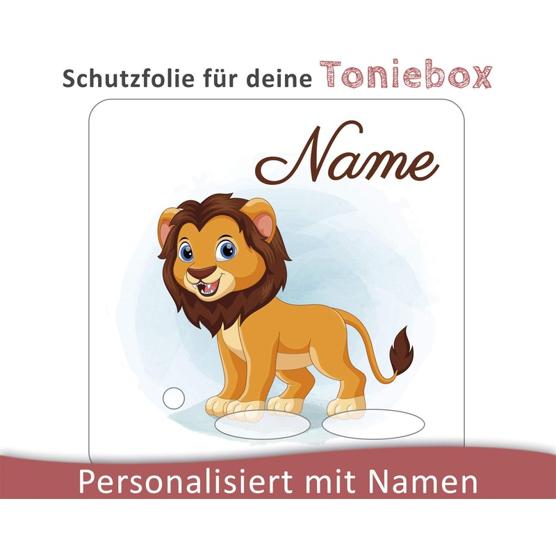 Coverlounge® Protective film suitable for the Toniebox with name, lion