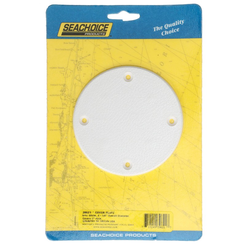 Seachoice Marine Boat Cover Plate, Arctic White, 4-1/8 in. Outer
