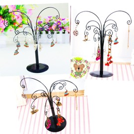 JZK Black Metal jewellery display stand for earrings, Tree Stand for Jewellery Ornaments, Earrings Display rack, Earrings organiser stand, Baubles Hanging Stand, Earrings Display Stand Holder Stand
