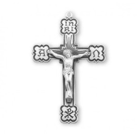 Large 925 Sterling Silver Alpha & Omega Crucifix Rosary Cross Necklace