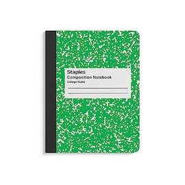 Staples Composition Notebook, 7.5-inch x 9.75-inch, College Ruled, 100 Sheets, Green/White, 3/Pack (ST55066CVS)
