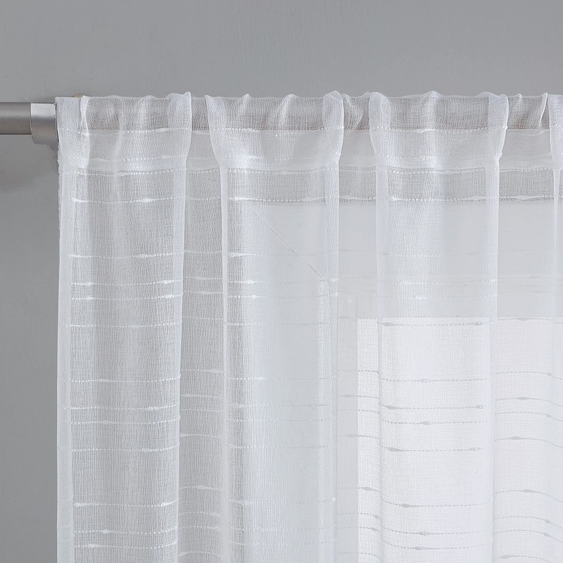 Laura Ashley Lehman 4 Panel Sheer Curtains with Rod Pocket,