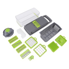 Multifunctional Vegetable Cutter with Egg White Separator 6 Blades Garlic Grinder Tabletting Large Capacity Food Chopper