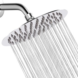 Katezon Shower Head High Pressure Stainless Steel Rain Shower Head - 8 Inch Luxury Design with Adjustable Angles, Anti-Clogging Nozzles, Easy Install, Premium Chrome Finish for Bathroom