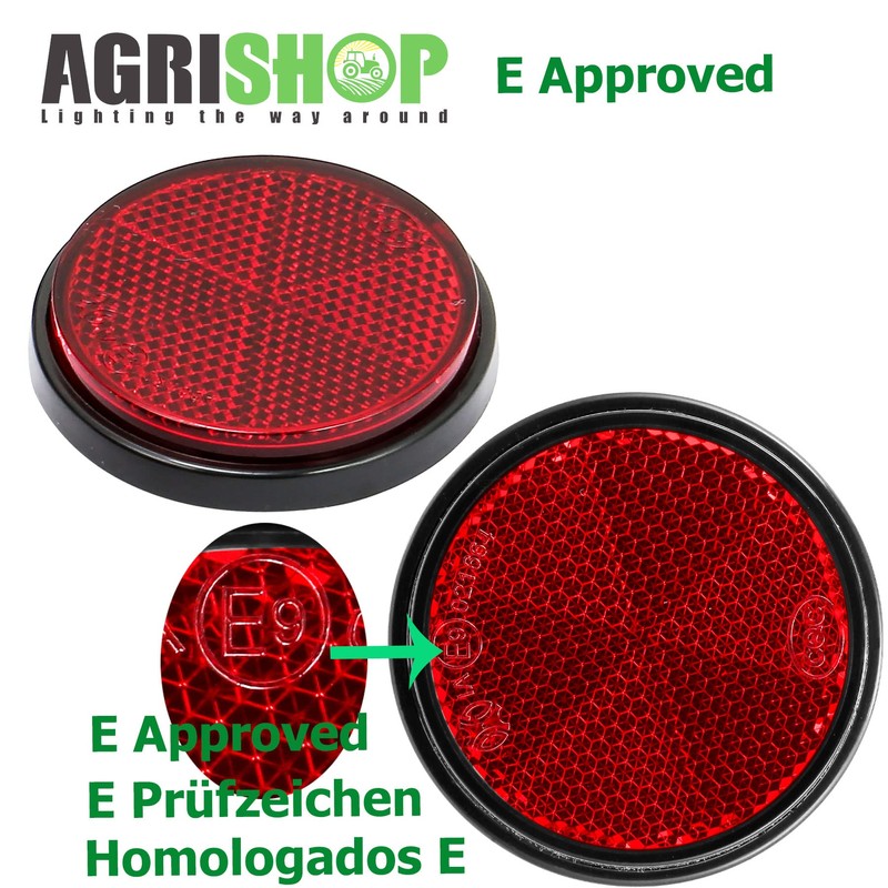 AGRISHOP 2x Red Reflectors Stick On Reflectors for Gate Post