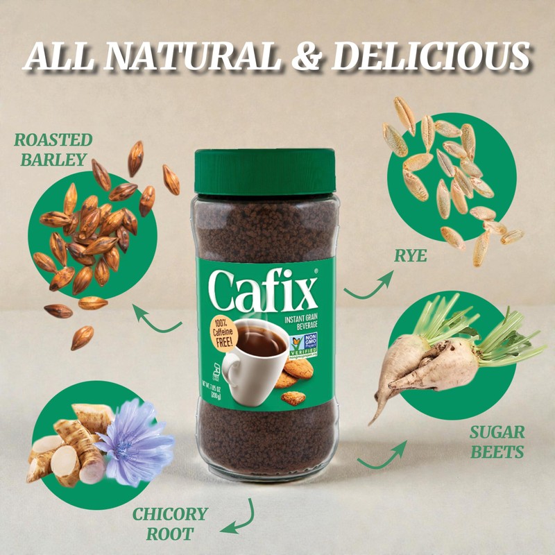 Cafix Coffee Substitute Crystals Jar 7.05 Ounces