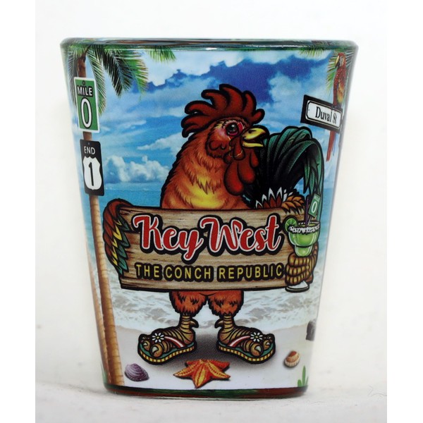 Key West Florida Rooster In-and-Out Shot glass