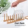 Ejoyous Pot Lid Holder Plate Stand Bamboo Dish Drainer Holder