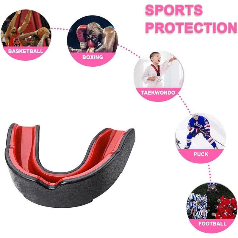 Gum Shield - Mouthguard, Black and Red, with Storage Case
