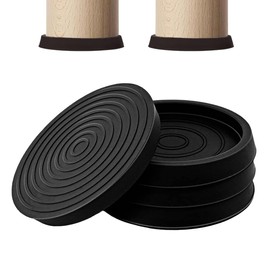 4 Pcs Coasters, Bed Wheel Stoppers, 2.5 in Rubber Furniture Caster, Anti Sliding Castor Wheels Feet Stoppers Pads for Bed, Cabinet, Piano, Legs Floor Protector, Black