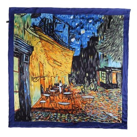 Yangtze Store Charmeuse Large Square Silk Scarf, Cafe Terrace At Night By Van Gogh