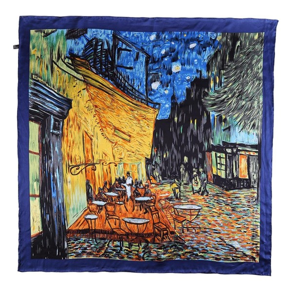 Yangtze Store Charmeuse Large Square Silk Scarf, Cafe Terrace At