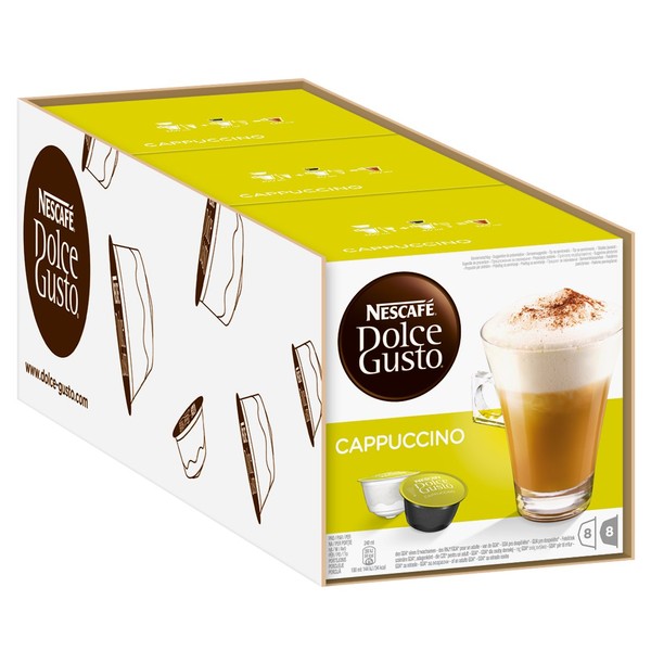 NESCAFE Dolce Gusto Cappuccino Coffee Pods (Pack of 3, Total