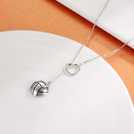 925 Sterling Silver Volleyball Necklace Pendant Heart Volleyball Jewelry Gifts for Women Player Lover (Volleyball)