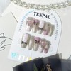 TENPAL Grey Pink Nails,Acrylic French Tip Press on Nails Medium,Soft