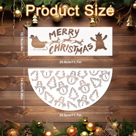 16pcs Christmas Stencils, 11.7 inch Reusable Merry Christmas Let It Snow Templates Half Round Holiday Stencils for Painting on Wood Welcome Sign Drawing DIY Crafts Window Wall Home Decor (C)