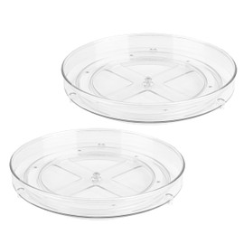 Clear Lazy Susan Organizer - 2PK - 9 Inch - Turntable Organizer - Acrylic Lazy Susan Organizer for Cabinet, Kitchen, Pantry, Fridge & Bathroom - Lazy Susan for Refrigerator - Vanity Countertop