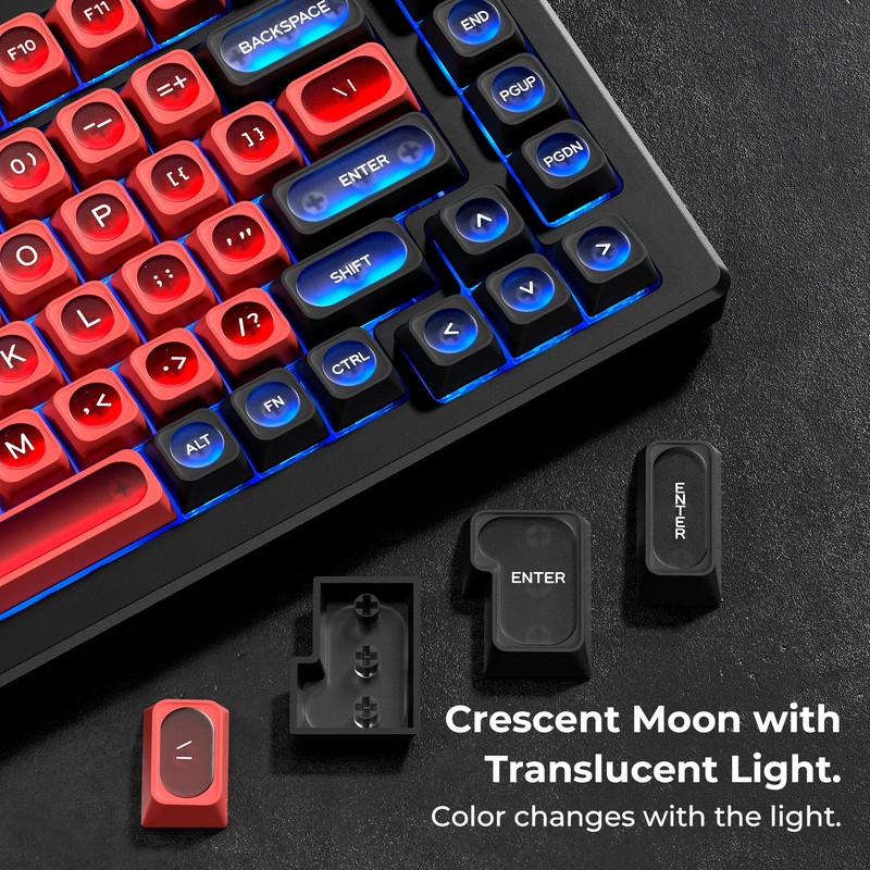 OHY XVX Black and Red Shine Through Keycaps for Mechanical