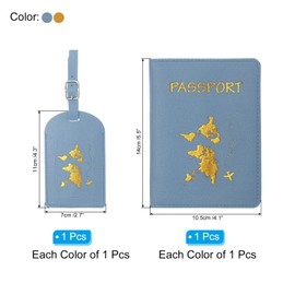 PATIKIL Passport Cover Holder and Luggage Tag Set, 2 Set PU Leather Passport Case Holder Travel Tag Suitcase Identifier Travel Accessories for Men Women, Yellow Blue