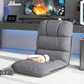 KOZIDO 6 Position Indoor Gaming Floor Chair, Teens Adults Gaming Sofa Chair, Padded Adjustable Folding Meditation Sofa with Backrest, Perfect for Living Room, Bedroom - Grey(Small Size)
