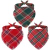 3 Pack Christmas Dog Bandanas with Tassels Edges Red Green