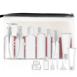 Toureal 14 Stück Leere Reiseflaschen Set (Max.100ml) Reisegrößen Behälter zum befüllen, Reiseset Flaschen für Kosmetik Flugzeug (Transparent)